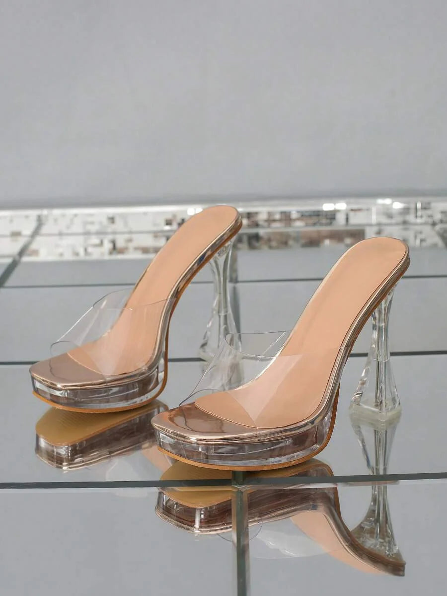Sandalias tacón transparente
