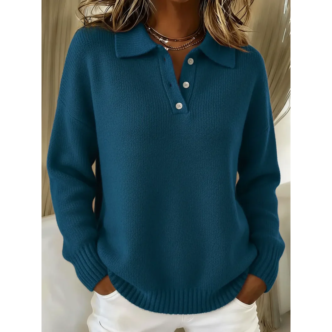 Marina™ | Suéter Polo Suave con Botones