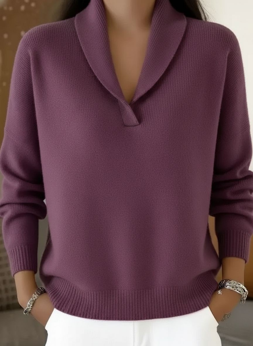 Esperanza™ | Suéter con Cuello Chal y Escote en V