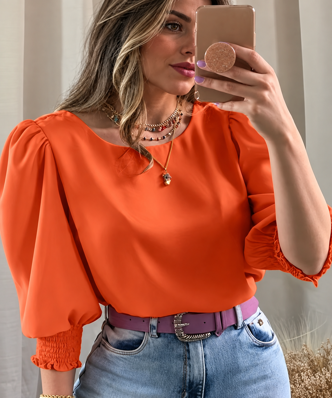 Adelina | Blusa Elegante de Manga Globo