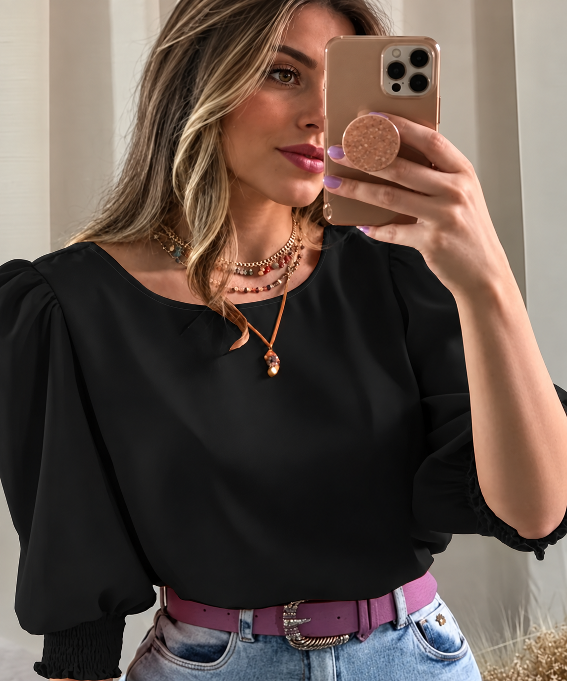 Adelina | Blusa Elegante de Manga Globo