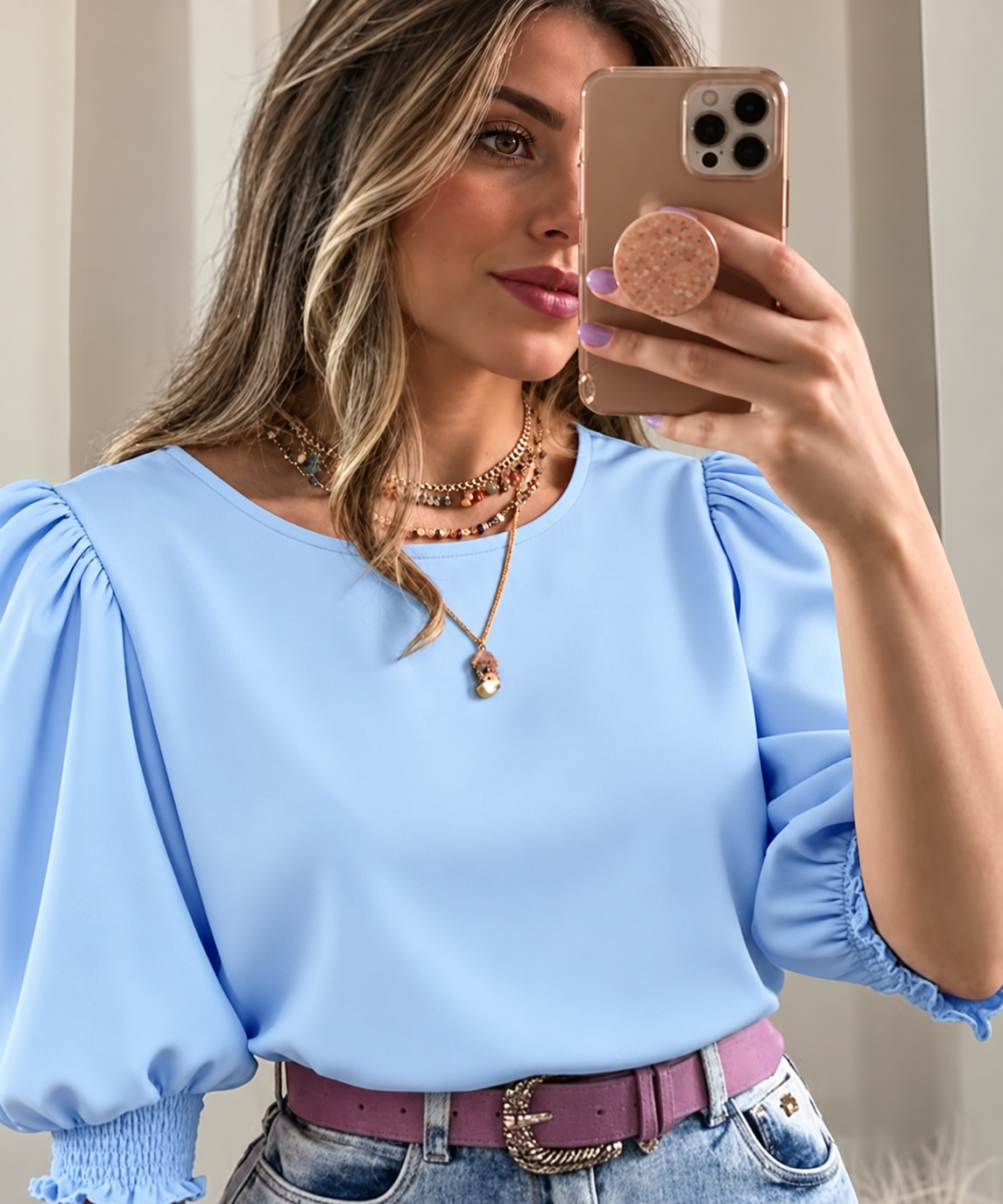 Adelina | Blusa Elegante de Manga Globo