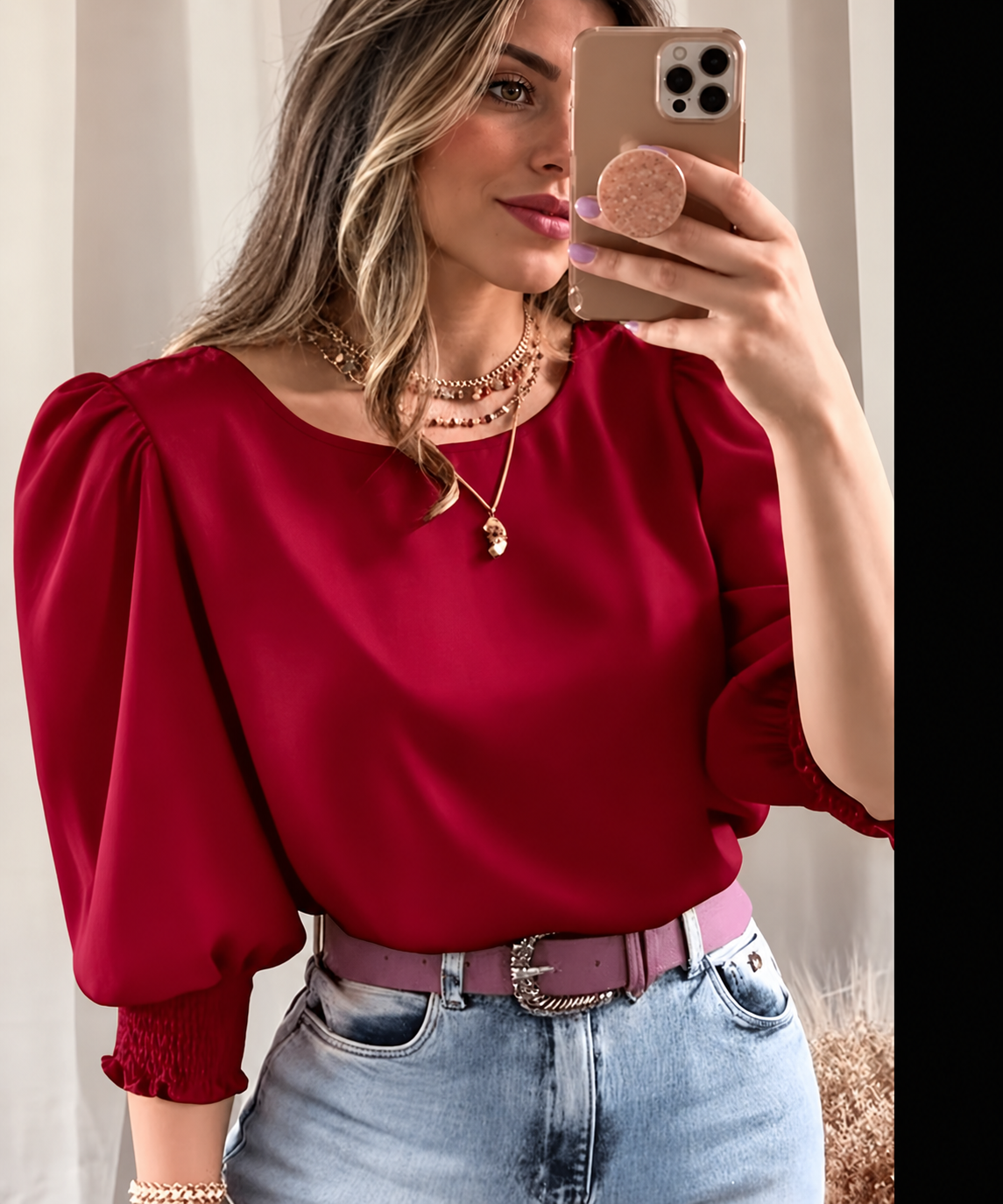 Adelina | Blusa Elegante de Manga Globo