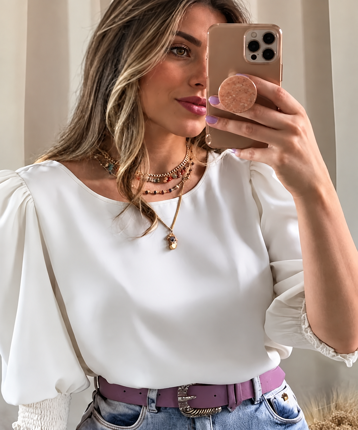 Adelina | Blusa Elegante de Manga Globo