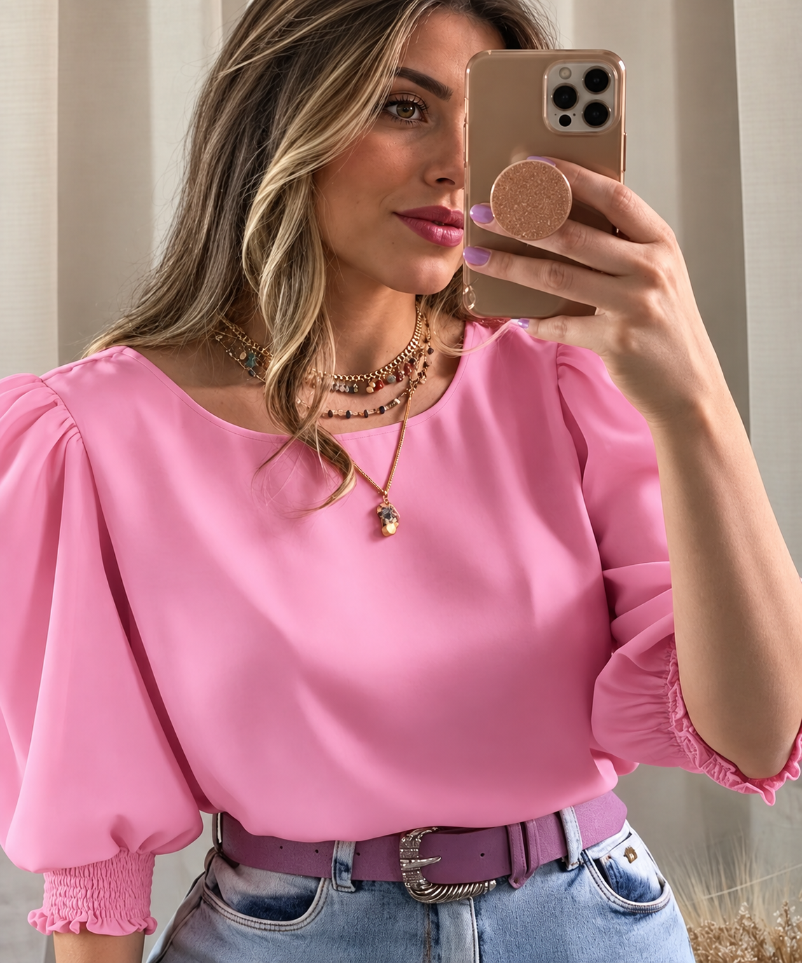 Adelina | Blusa Elegante de Manga Globo