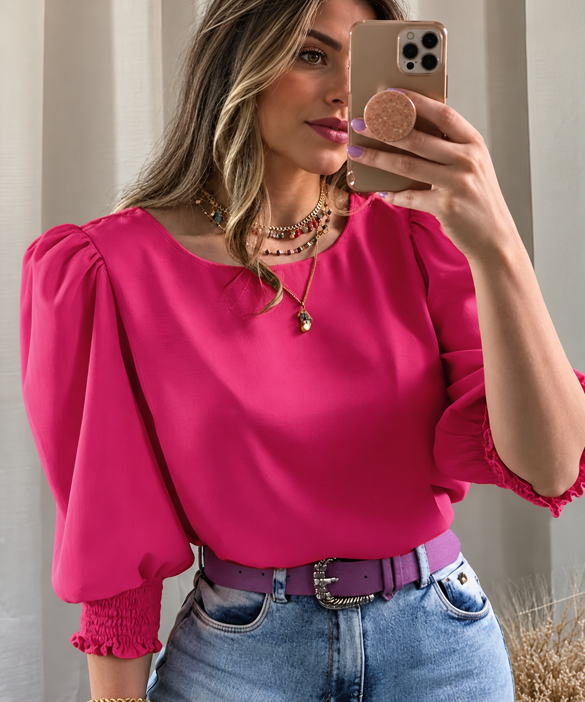 Adelina | Blusa Elegante de Manga Globo