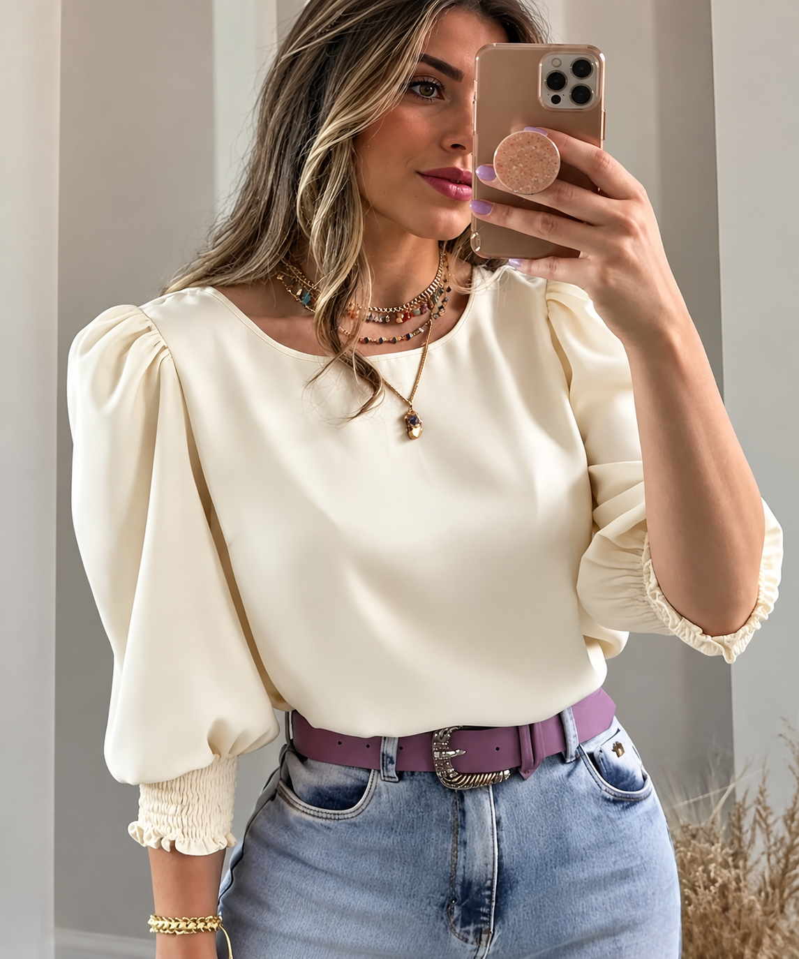 Adelina | Blusa Elegante de Manga Globo