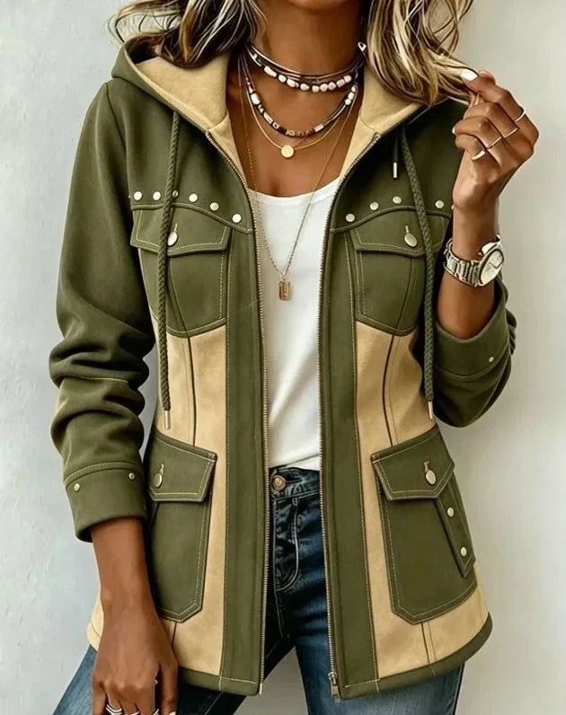 Verónica | Chaqueta Bimaterial con Capucha