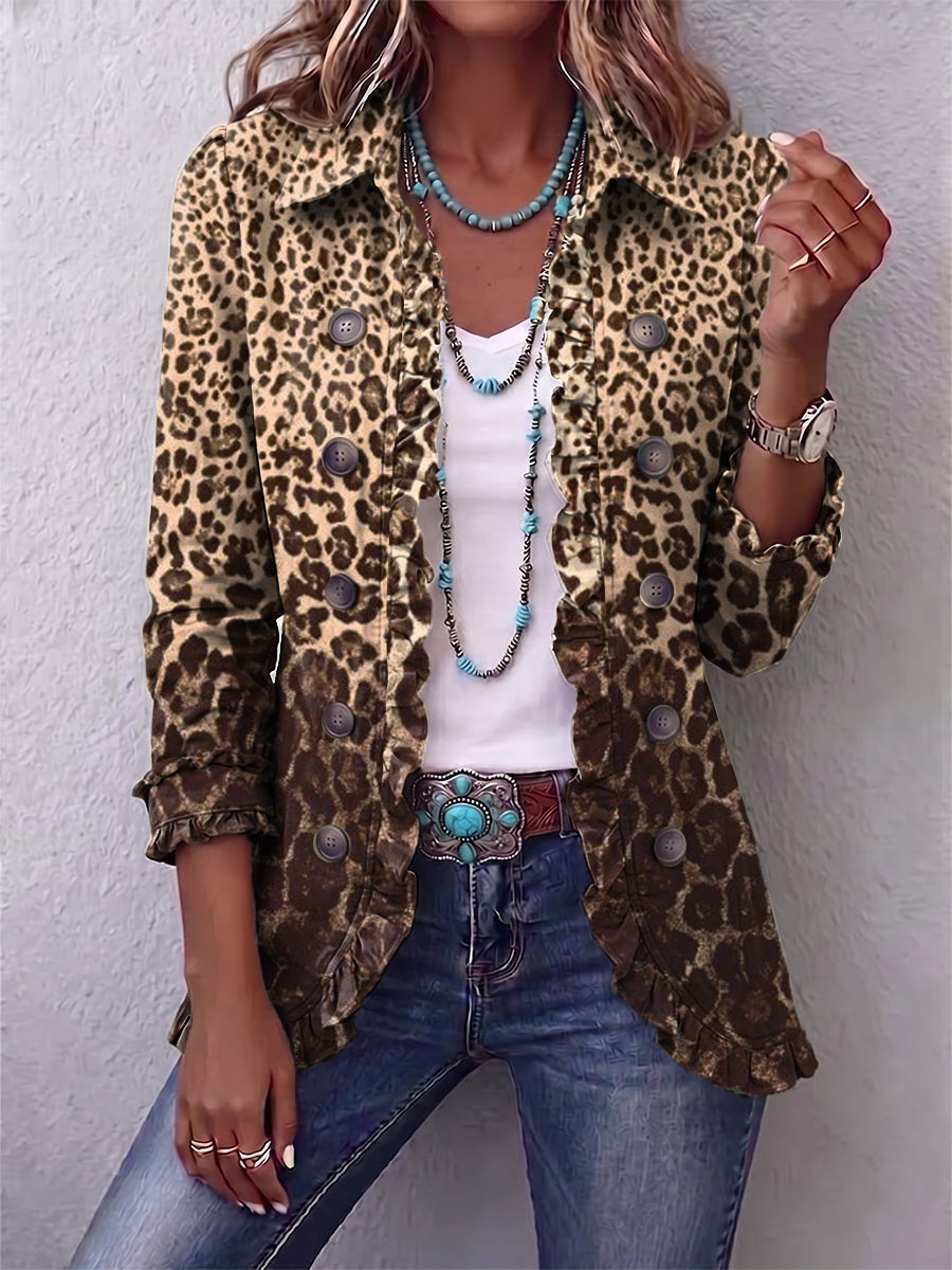Ombretta | Chaqueta Leopardo Multicolor con Volantes