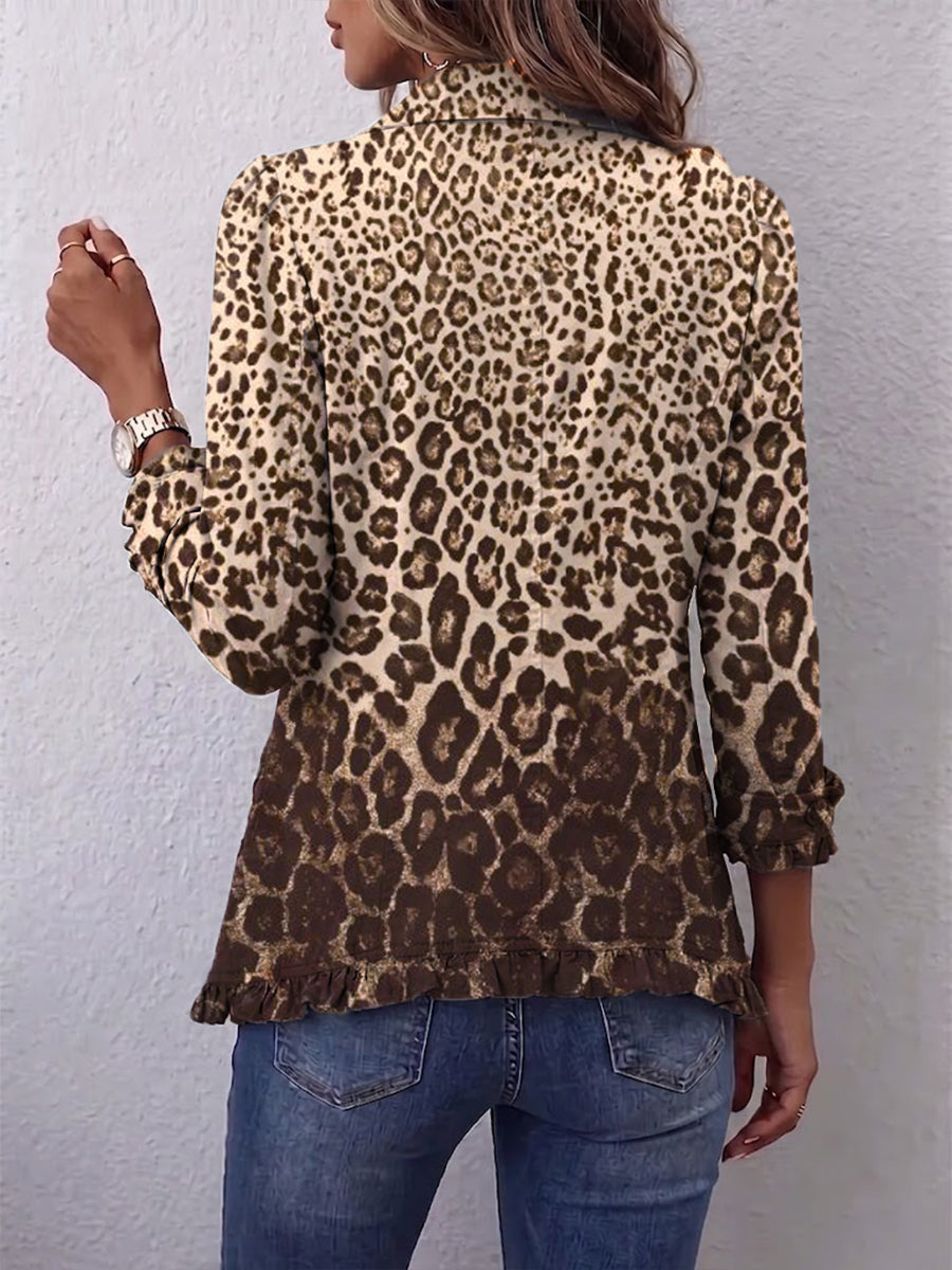 Ombretta | Chaqueta Leopardo Multicolor con Volantes